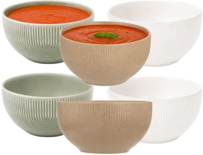 Secret de Gourmet Soepkommen Memphis - D14 cm - groen / beige / wit - keramiek - schaaltjes