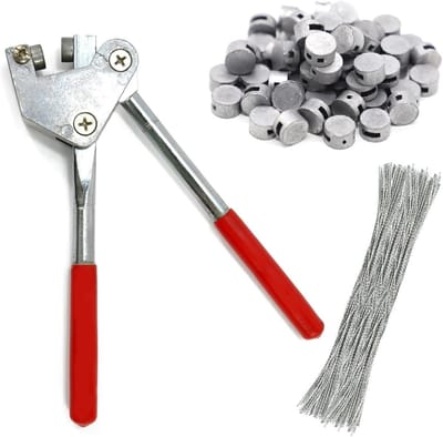 Professionele Pliers voor Watermeters, 165 mm, Inclusief 80 Loodzegels en 170 mm Draad, Ideaal voor Logistiek en Stroommeters