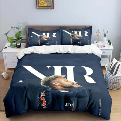 Mode Nee. 10 Voetbalster N-Neymar Print Beddengoed Sets Bedbenodigdheden Set Dekbedovertrek Beddekenset Beddengoed Set Luxe Cadeau 180*220cm 3pcs