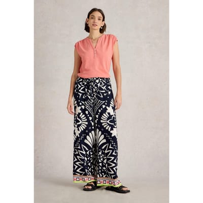 White Stuff Farah Wide Leg Trouser Navy Multi Taglia: 10 LONG | Pantaloni Outlet | Donna | Blu
