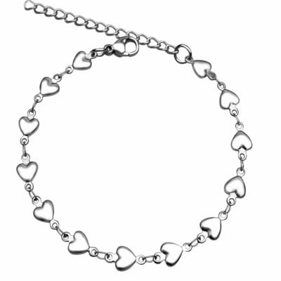 RVS Enkelsieraad- Hartjes- Zilverkleur- 17-20 cm - Charme Bijoux