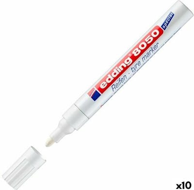 Permanente markeerstift Edding E-8050 Tyre Marker Wit (10 Stuks)