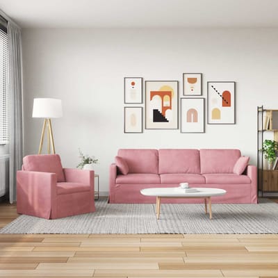 vidaXL Bankstel 2 pcs Roze 228 x 78 x 80 cm Fluweel