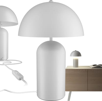 tectake® Tafellamp in paddestoelvorm - Vintage design - Leeslamp, nachtlampje, woonkamer, kleine lamp, retro, Bedlampje met kabel - 40W, 37cm hoog - Wit