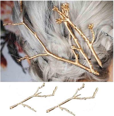 Gouden Blad Haarspeld Vintage Tak Haaraccessoire Metaal voor Dames en Meisjes