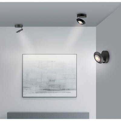 LED plafondlamp PURE Oculis, zwart, Ø 15 cm, ijzer/glas