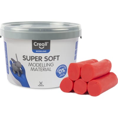 Creall Supersoft boetseerklei - rood - hersluitbare emmer - 1750 gram - glutenvrij - gemaakt in Nederland