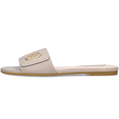 Liu Jo Vrouwen Sandy 03 Lederen slippers met Beige Logo Elegant sa6127P0102S3951