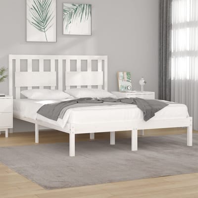 vidaXL - Bedframe - massief - grenenhout - wit - 150x200 - cm