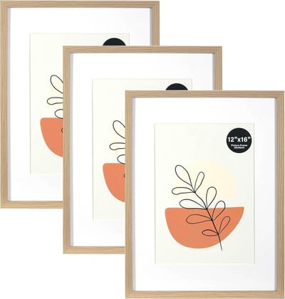 Set van 3 fotolijsten grijs 30 x 40 cm met passe-partout voor foto's en posters