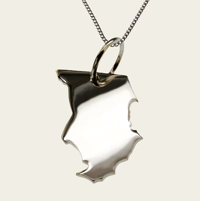 Zilveren Landkaart Tsjaad ketting hanger