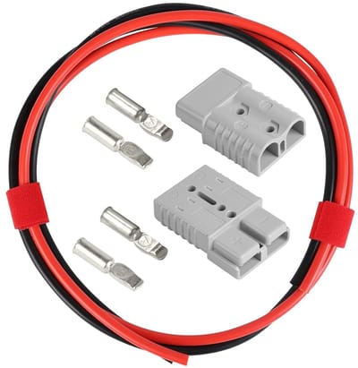 50A Stroomstekker met 10AWG-60cm Elektrische Kabel, Hoogstroom Verbinding voor Auto's, Caravans en Botens, Set van 2