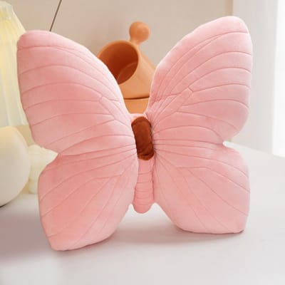 Cuddly Butterfly Kussen - Fluffy Kinderkussen - Decoratief Sierkussen voor Bank en Slaapkamer (Roze)