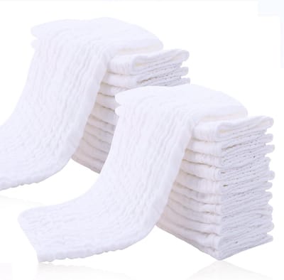 Baby Spuugdoeken - Mousseline Doeken - Baby Verzorgen - Super Absorberend - 24 Stuks - Wit