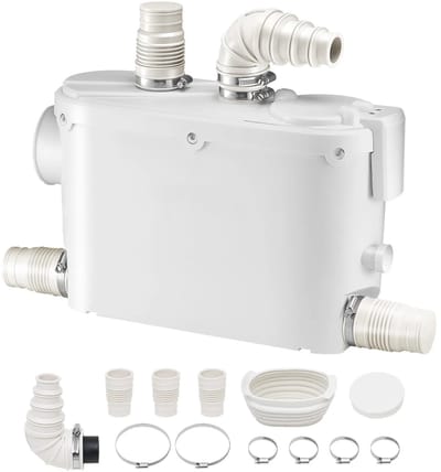 Lunekiss Maceratorpomp 500W – Toiletpomp 8m Opvoerhoogte – 110 L/min – 4 Inlaten – EU Stekker – IPX8