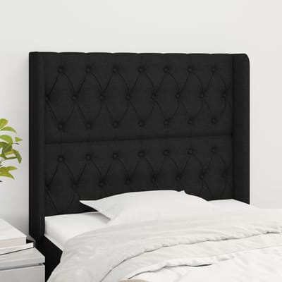vidaXL - Hoofdbord - met - randen - 103x16x118/128 - cm - stof - zwart