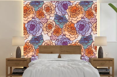 Behang - Fotobehang Patroon - Bloem - Art Nouveau - Breedte 240 cm x hoogte 240 cm