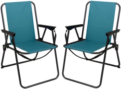 Redcliffs Klapstoel unica - 2x - turquoise - opvouwbaar - 75 x 38 cm - metaal/polyester - campingstoel / tuinstoel