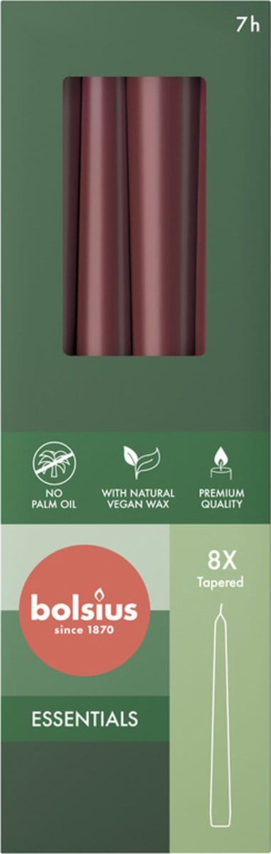 x4 Bolsius Gotische kaarsen in de kleur Velvet Red en 8 stuks