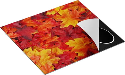 Chefcare Inductie Beschermer Herfstbladeren in het Oranje en Rood - 60x50 cm - Afdekplaat Inductie - Kookplaat Beschermer - Inductie Mat