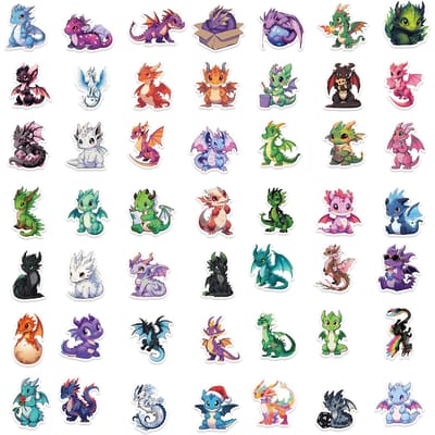 50-100 Stuks Cartoon Schattige Europese Draak Stickers Pak Voor Scrapbooking Laptop Reis Bagage Laptop Muur Auto Decoratie Decal gray
