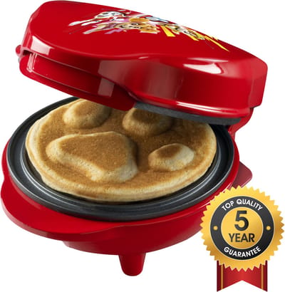 Bestron Wafelijzer - APP500R - 550W - Paw Patrol mini wafel - Hondenpoot vorm - Marshall - Rood - 5 jaar garantie