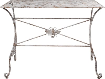 Clayre & Eef Tuintafel 112x50x86 cm Wit Bruin Metaal Bij