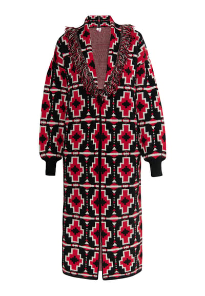 IZIA Gebreide jas Dames zwart wit rood