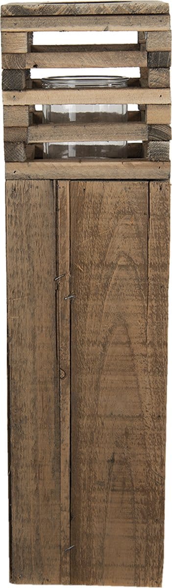 Clayre & Eef Windlicht 14x14x52 cm Bruin Hout