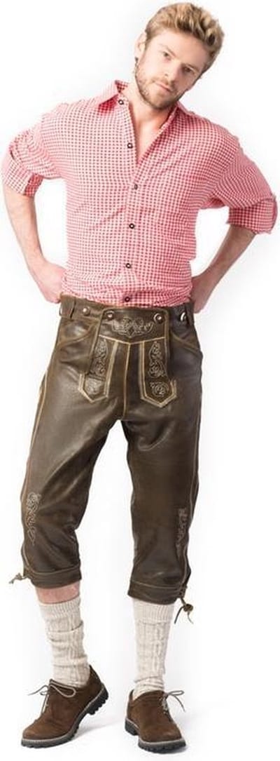 Tannhauser Lederhosen Retro Lang 100% Echt Leder Oktoberfest Heren Lederhosen Man -Leer- Maat 54