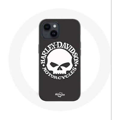 Coque pour Iphone 14 - Harley Davidson - Tête de mort - Souple - Noir - Mixte