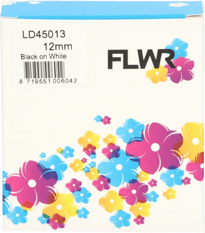 FLWR - Printetiket / 45013 / Zwart op Wit - Geschikt voor Dymo