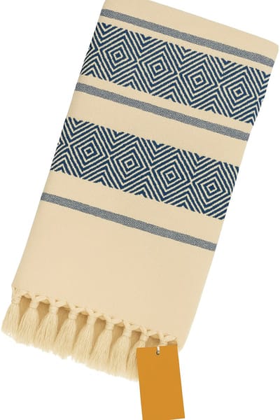 Extra groot strandlaken – XXL strandlaken – 200 x 200 cm – luxe katoenen strandhanddoek – XXL badhanddoek – reishanddoek – hamamdoek - dubbelzijdig badlaken – donkerblauw – lichtgewicht – sneldrogend – zandafstotend- plaid XXL - Viva Dune