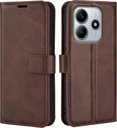 Coverup Hoesje - Geschikt voor Xiaomi Redmi Note 14 5G Hoesje - Coverup Deluxe Book Case - Donkerbruin