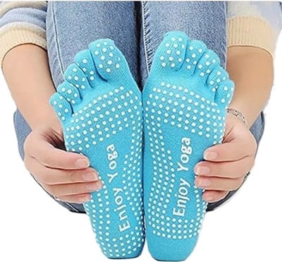 Yoga Sokken Full Toe | Volle Teen Yoga Sok | Met Anti Slip Onderkant | Antislip Sokken | Pilates Sokken | Maat 36-40 I Blauw