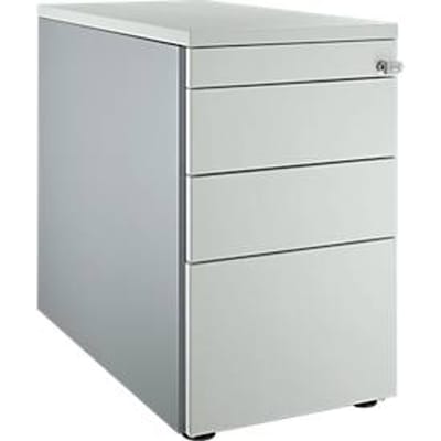 Schäfer Shop Genius zuil 1336, met greepgroef, B 435 x H 717 mm, wit aluminium/lichtgrijs/lichtgrijs