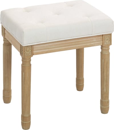 Homcom Foot Stool-Polyester, Rubberhout-42L x 32B x 46,5H cm-Beige
