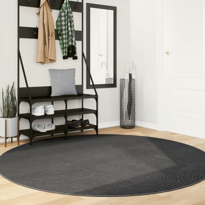 vidaXL - Vloerkleed - IZA - laagpolig - Scandinavisch - Ø - 200 - cm - antraciet