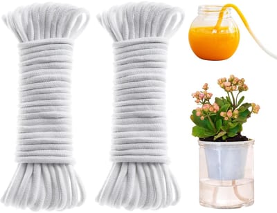 Thijox - 100ft Zelf Watering Capillaire Lul Koord - DIY Hydrocultuur Wicking Systeem voor Planten - Automatische Bewatering voor Tuin, Vakantie, en Th