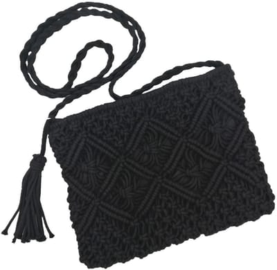 Dailygoods- Schoudertas Handgemaakt - Katoenen Tas - Kleine Dameshandtas - Met Kwast - Ritssluiting - 25 x 20 cm - Modern Ontwerp - Handtas