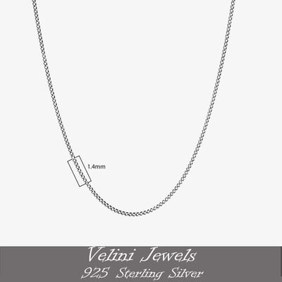 Velini jewels-1.4MM Cubaanse halsketting-925 Zilver Ketting-40+5cm met anker slot