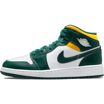 Nike Air Jordan 1 Mid, Sonics (2021), White, Yellow, Green, 554724-371, EUR 40