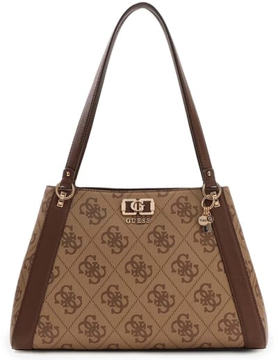 GUESS schoudertas Karnilla Logo Girlfriend Carryall Latte Logo / Brown Lichtbruin