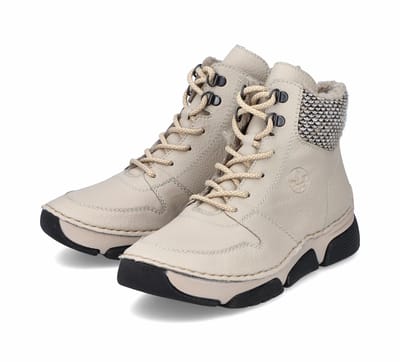 Rieker dames veterlaarzen warm gevoerd enkellaarsje 45955-60 beige