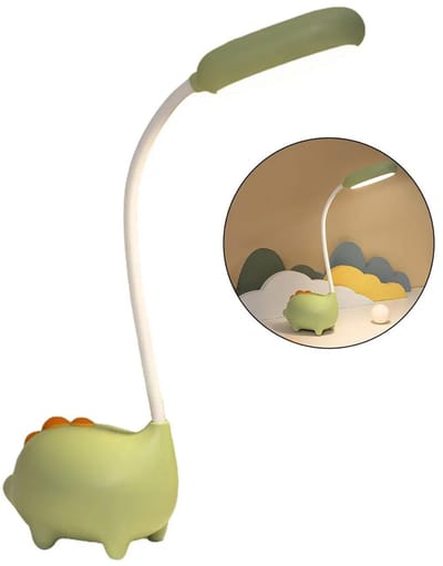 Oplaadbare kinderbureaulamp, dimbaar, clip-on leeslamp, USB-aansluiting, nachtlampje, groen
