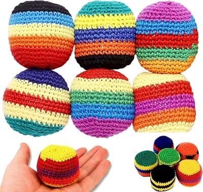 6 Stuks Gebreide Voetbal - Footbag - Hacky Sack - Gehaakte Voetbalzakjes - Gebreide Speelballen - Gebreide Footbags - Handgeweven Werpzakjes - Buitenrecreatie - Geschikt Voor Buitenspellen En Feesten