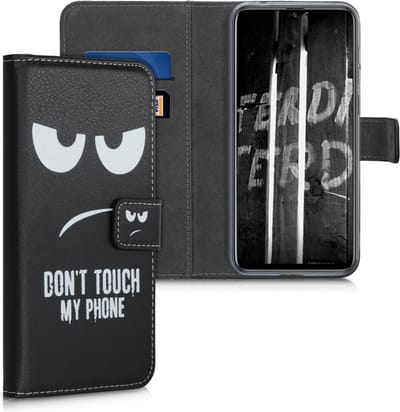 kwmobile telefoonhoesje geschikt voor Ulefone Note 7 (2019) - Backcover voor smartphone - Hoesje met pasjeshouder in wit / zwart - Don't Touch My Phone design