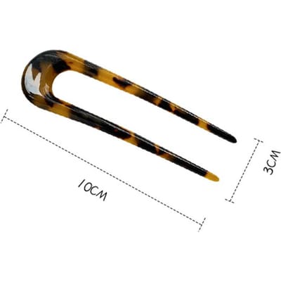 2 Stuks U-vormige Haarspeld Franse Stijl Haarpin Schildpadpatroon Haarspeld 2 Tanden Updo Chignon Spelden voor Vrouwen Meisjes Haar black