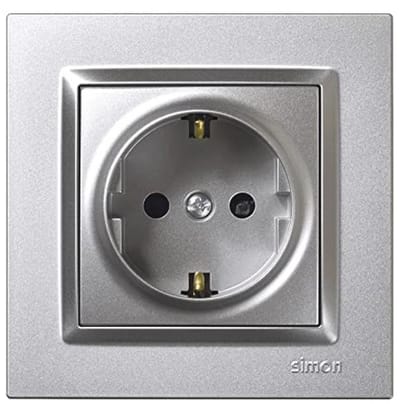 Inbouw Schuko stopcontact 250V 16A met frame en deksel - Aluminium