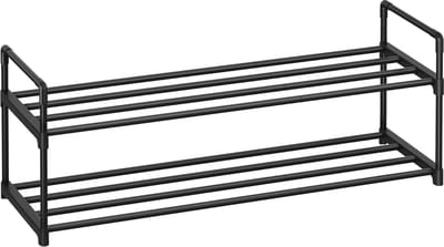 schoenenrek schoenenrek met 2 niveaus, metalen schoenenopslag, voor max. 10 paar schoenen, schoenenplanner voor woonkamer, hal en kleedkamer, 92 x 30 x 33 cm, zwart LSA12BK